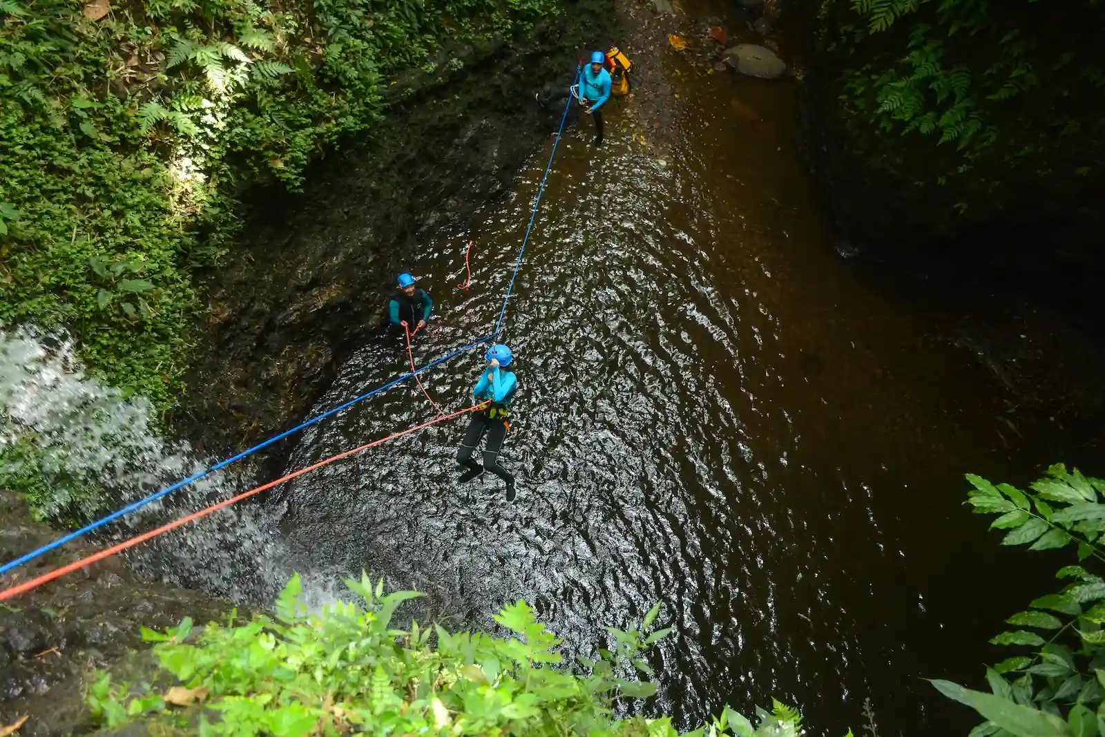 Flying-fox zip-line crossing above the canyon